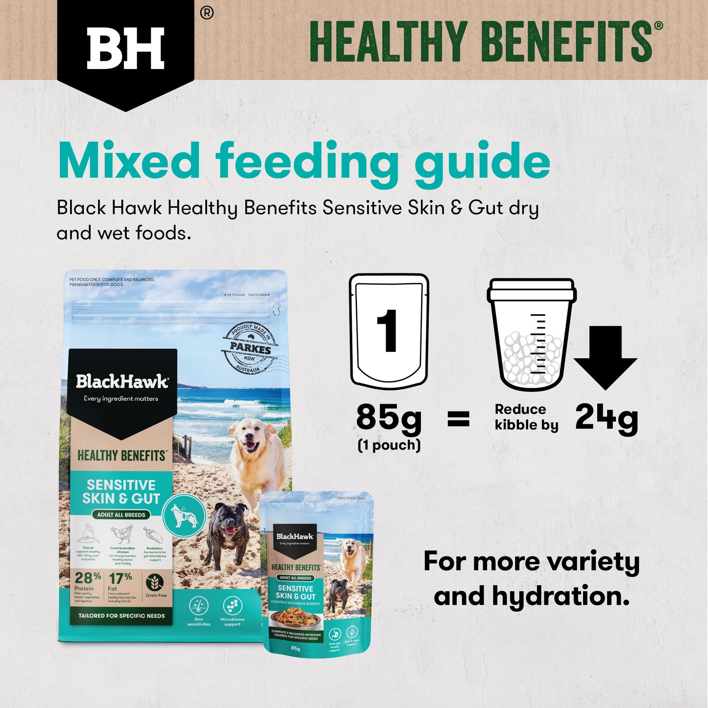 Black Hawk Healthy Benefits Sensitive Skin & Gut 85g 
