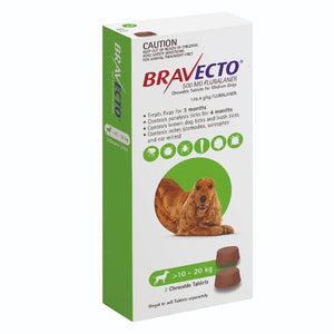 Bravecto Medium Dog Green 10-20kg Chew 2 pack