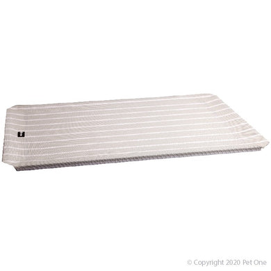 Pet One Leisure Raised Dog Bed Replacement Mat Grey/White Stripes 114 x 76cm
