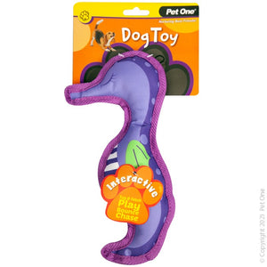 Pet One Dog Toy Interactive Squeaky Seahorse Purple 25cm