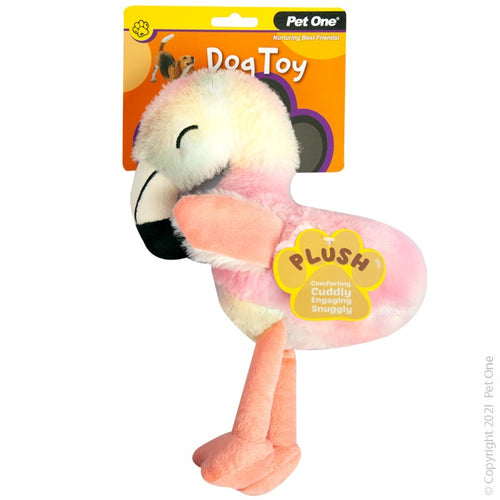 Pet One Dog Toy Plush Squeaky Rainbow Flamingo 31cm