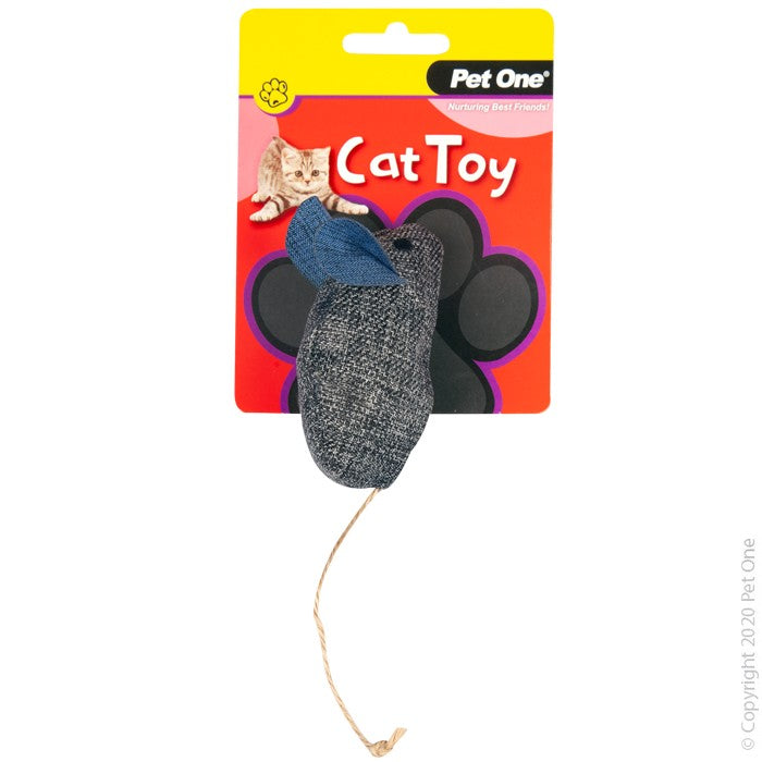 Pet One Cat Toy Mouse Grey Blue 14.5 cm