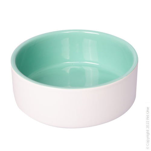 Ceramic Pet Bowl Green/White 15cm 800ml