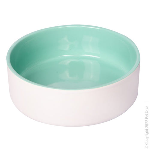 Ceramic Pet Bowl Green/White 19.5cm 1300ml
