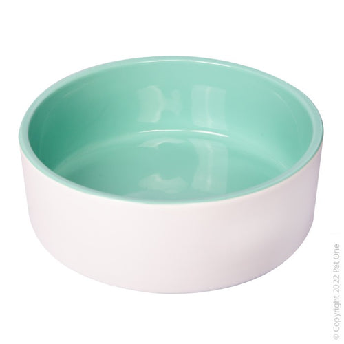 Ceramic Pet Bowl Green/White 22.5cm 2200ml