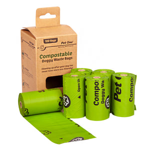 Doggy Waste Bags Compostable 6 Rolls X 20 Bags Per Roll
