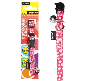Pet One Cat Collar Nylon 18-28cm 10mm Polka Dots Pink