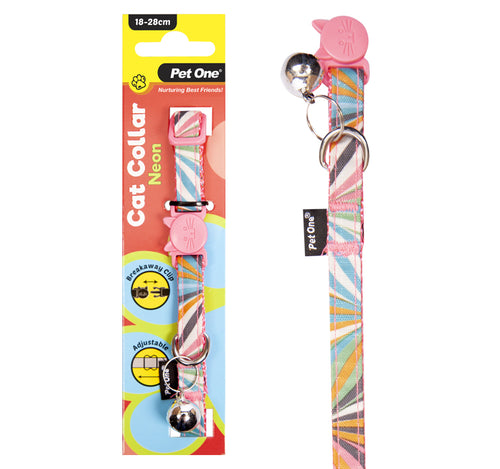 Pet One Cat Collar Nylon 18-28cm 10mm Neon Pink