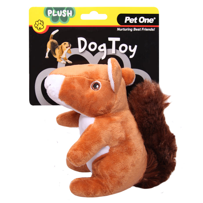 Pet One Dog Toy Plush Squeaky Squirrel 15cmh