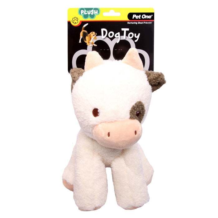 Pet One Dog Toy Plush Squeaky w Crinkle Cow 22cmH