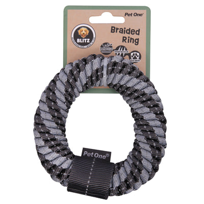 Pet One Dog Toy Blitz Braided Ring Grey S