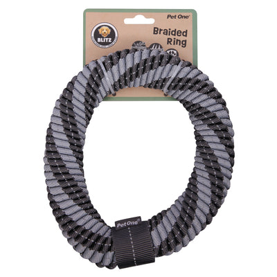 Pet One Dog Toy Blitz Braided Ring Grey M