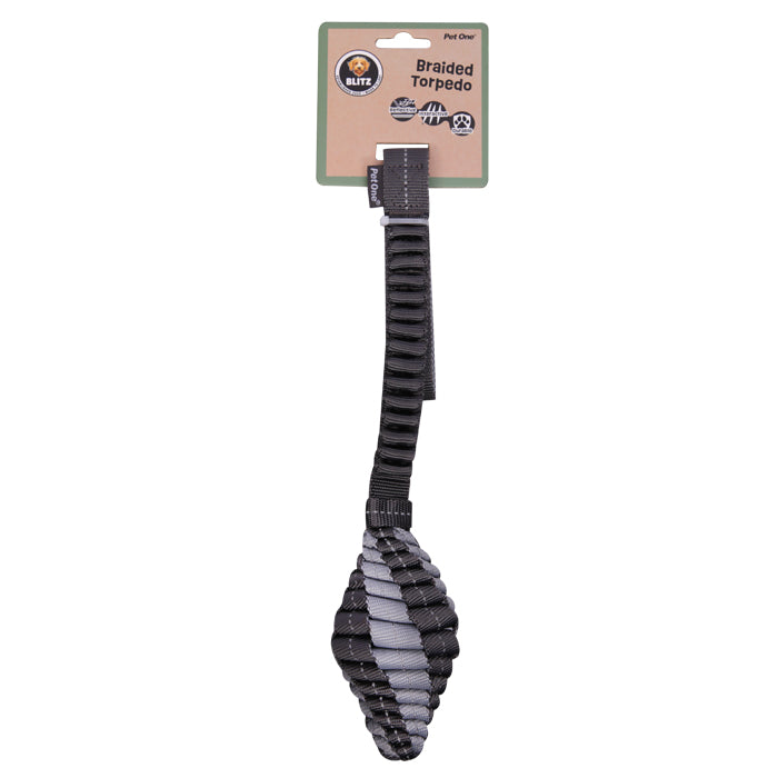 Pet One Dog Toy Blitz Braided Torpedo Grey