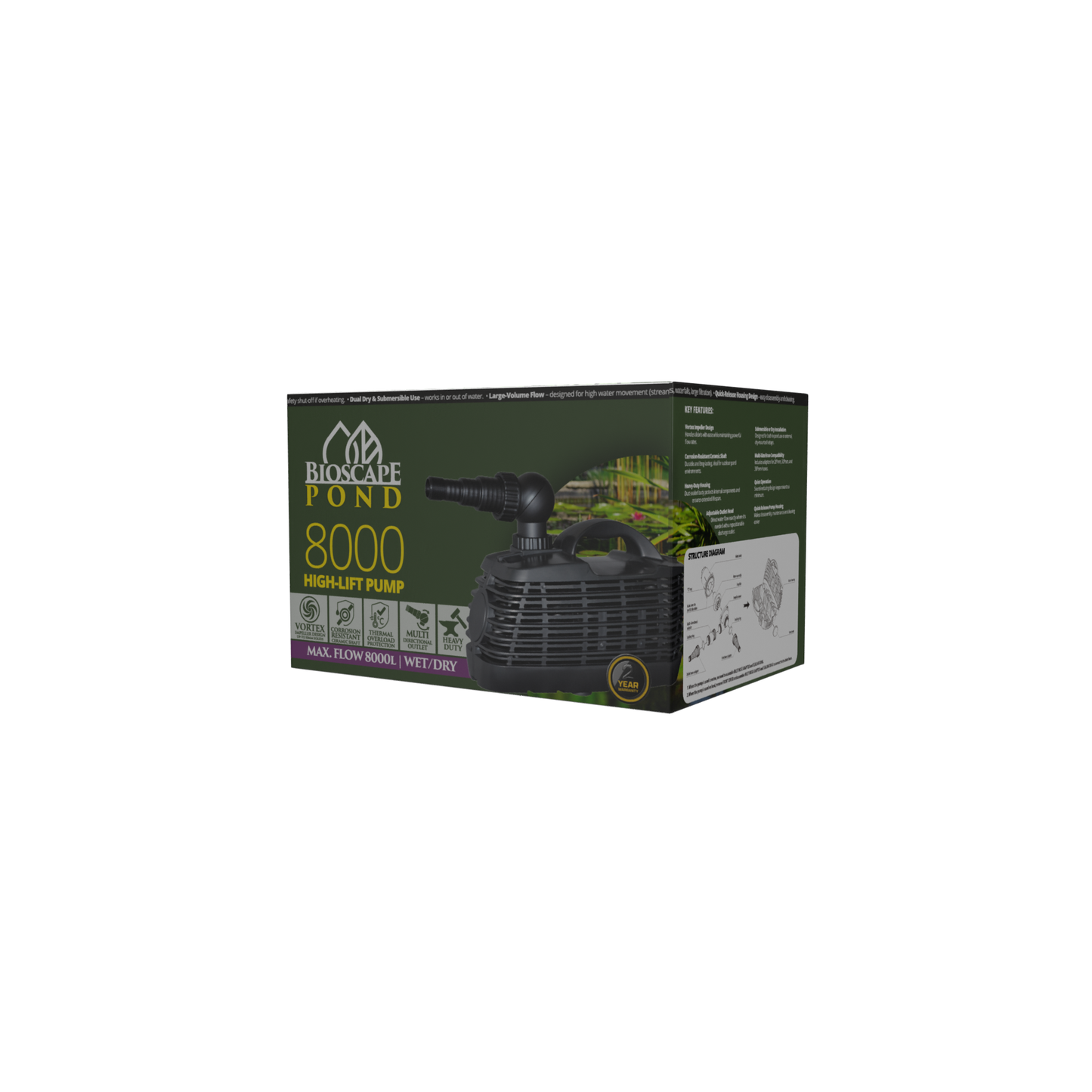 Bioscape Hi Lift Pond Pump 8000lph to 4mtrs
