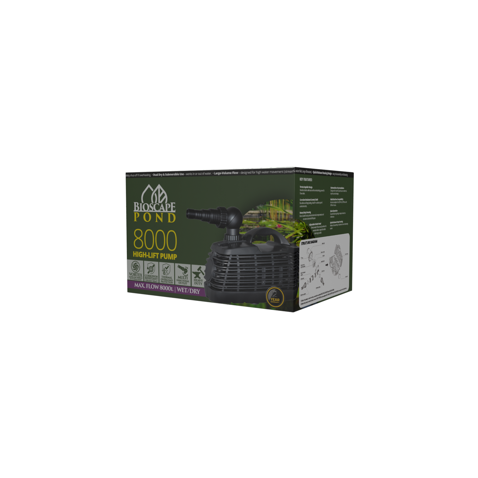 Bioscape Hi Lift Pond Pump 8000lph to 4mtrs
