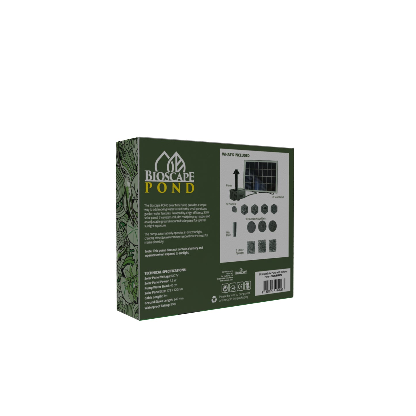 Bioscape Solar Pump with Remote Panel