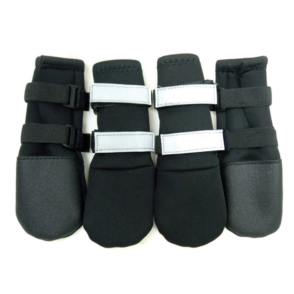 Zeez Waterproof Dog Boots Black 6.6×7.8 cm [Sz:Medium]