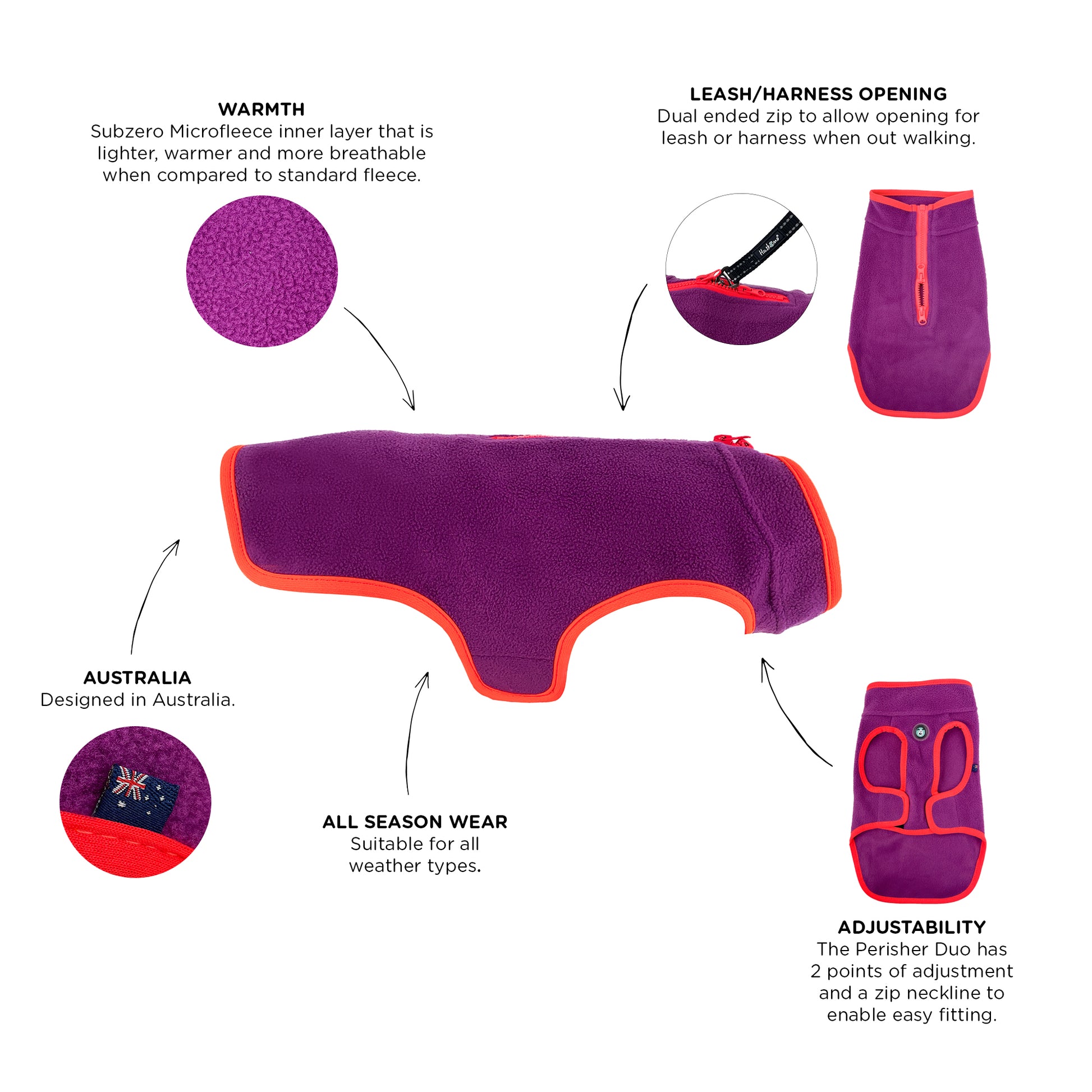 Huskimo Dog Jammie Perisher Duo Magenta [Sz:27cm]