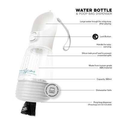 Huskimo Water Bottle with Poop Bag 380ml