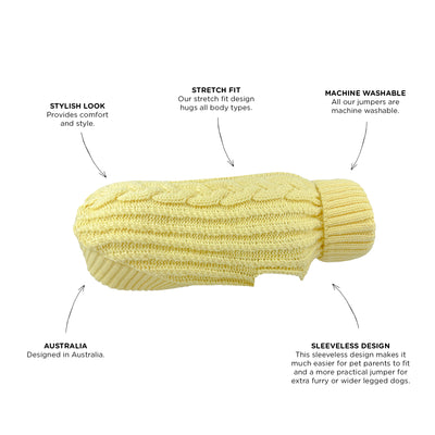 Huskimo Dog Jumper Cali Knit Buttercup [Sz:27cm]