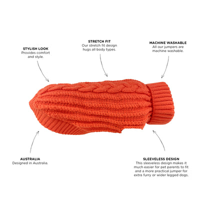 Huskimo Dog Jumper Cali Knit Tangerine [Sz:22cm]