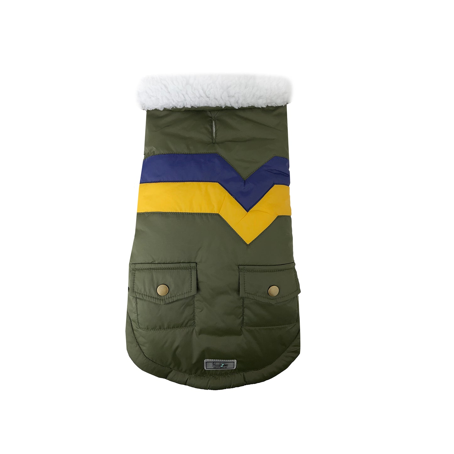 Huskimo Dog Coat Lightning Bolt Olive [Sz:27cm]