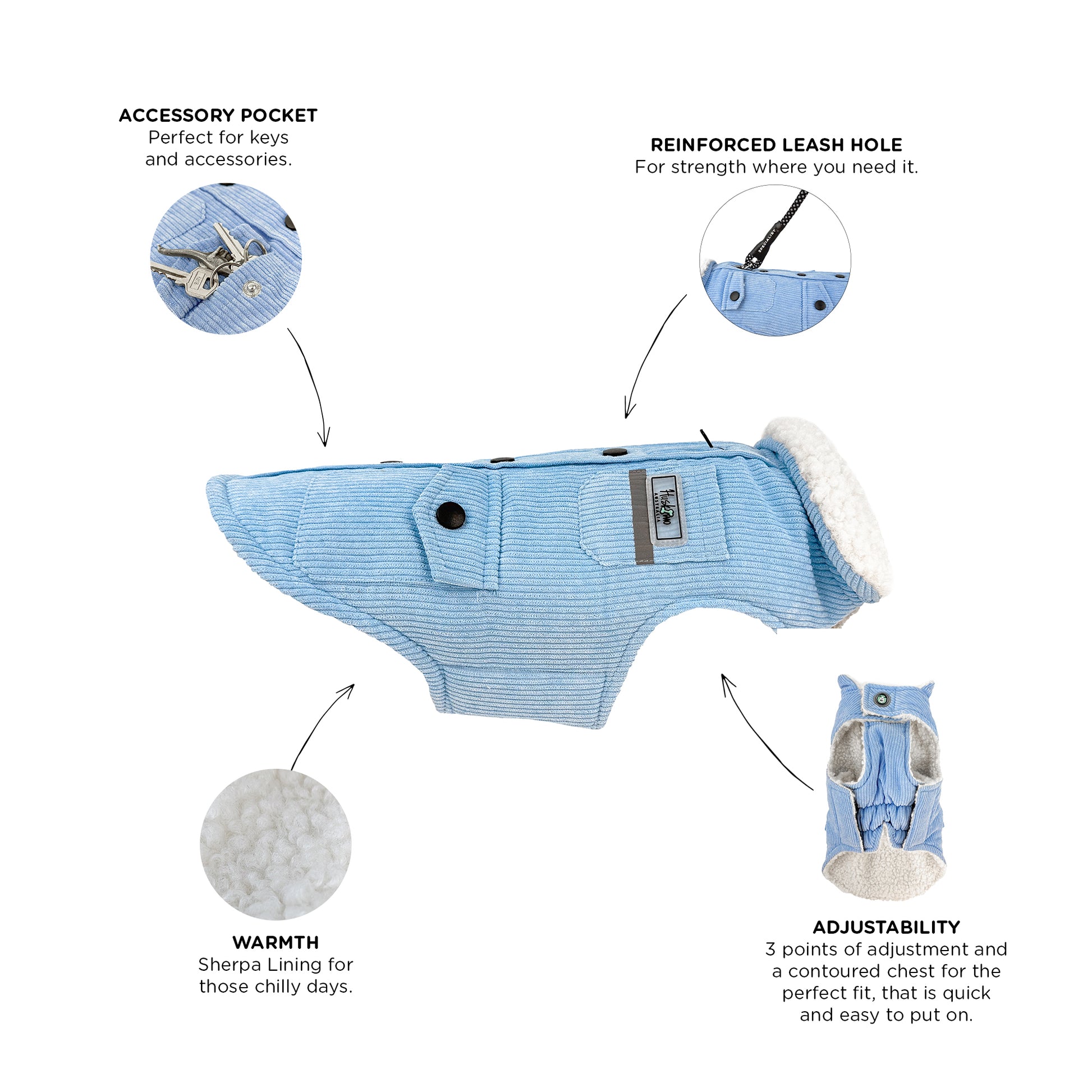 Huskimo Dog Coat Surfer Blue [Sz:27cm]
