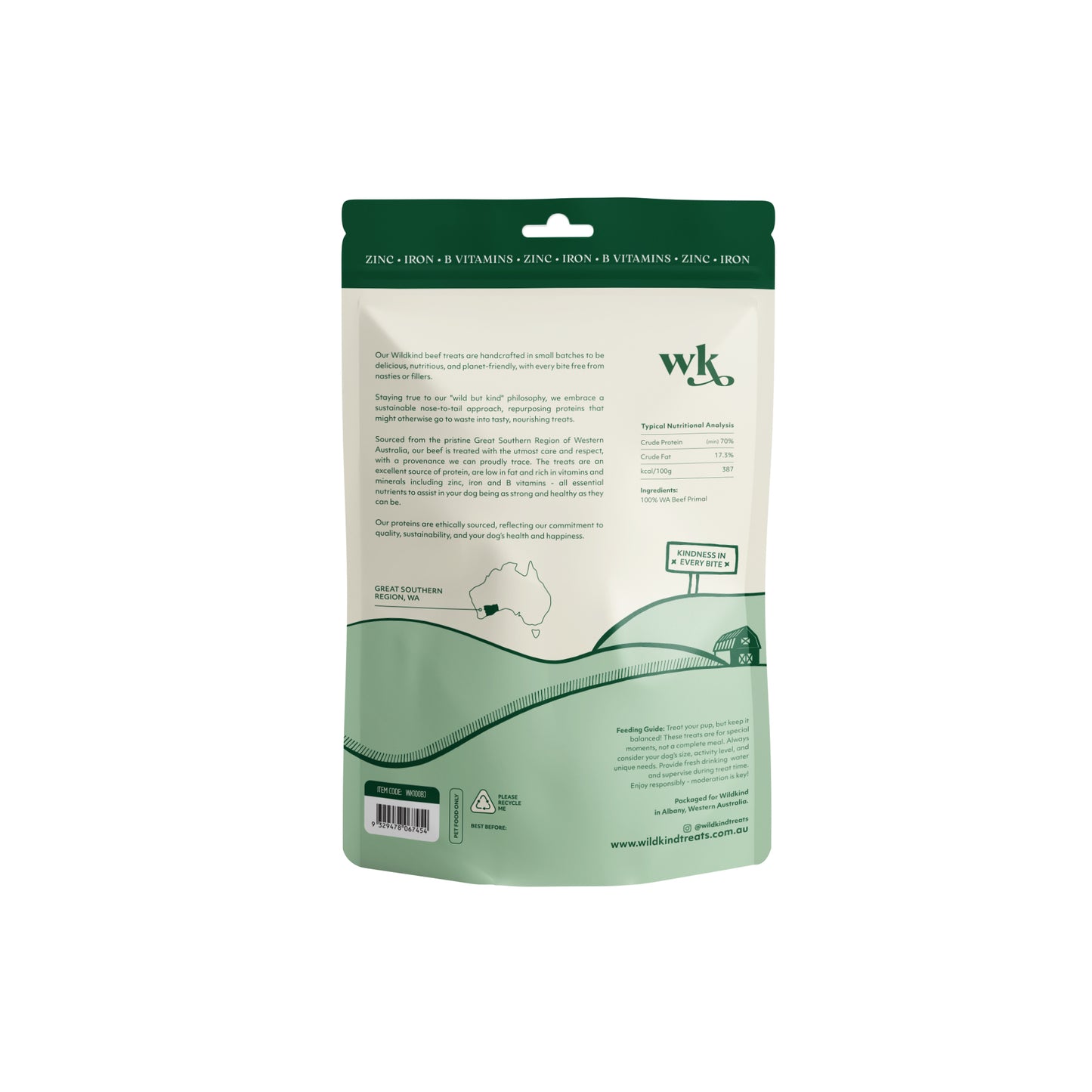 Wildkind Dog Treat Great Southern Beef Jerky 100G