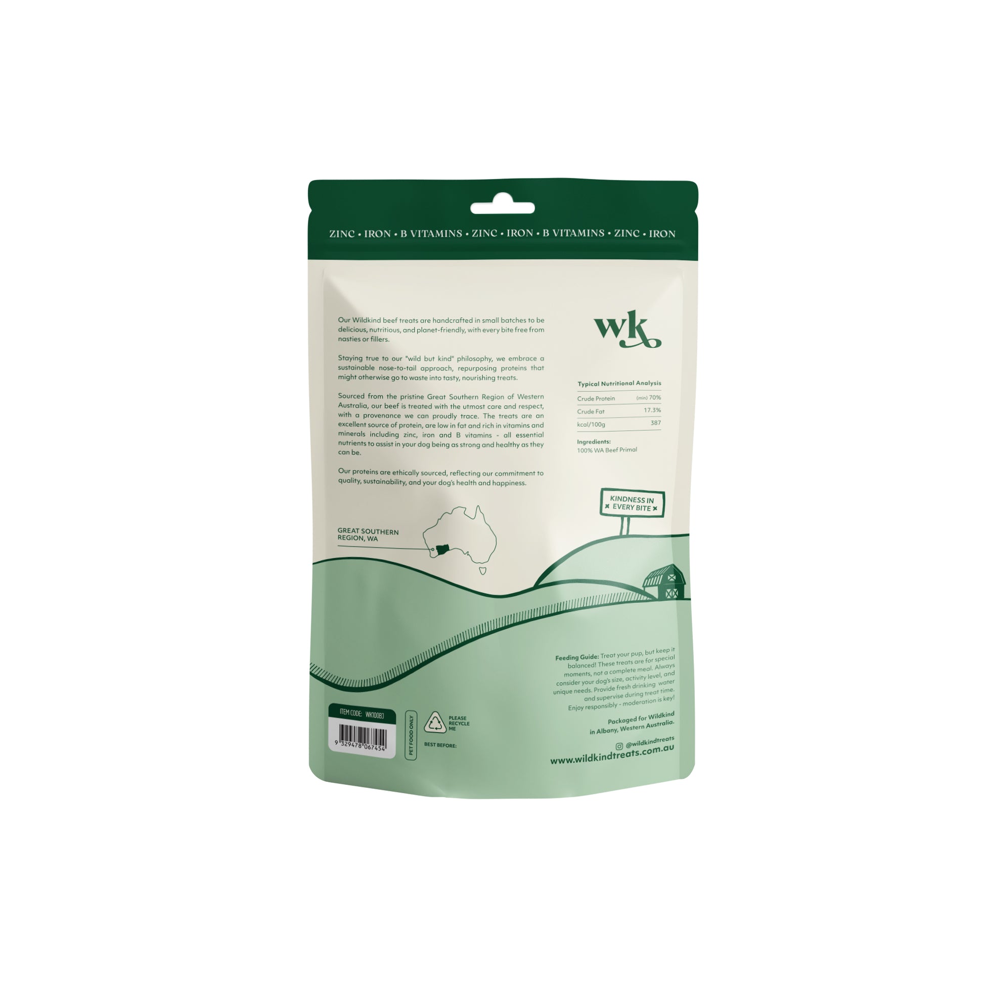 Wildkind Dog Treat Great Southern Beef Jerky 100G