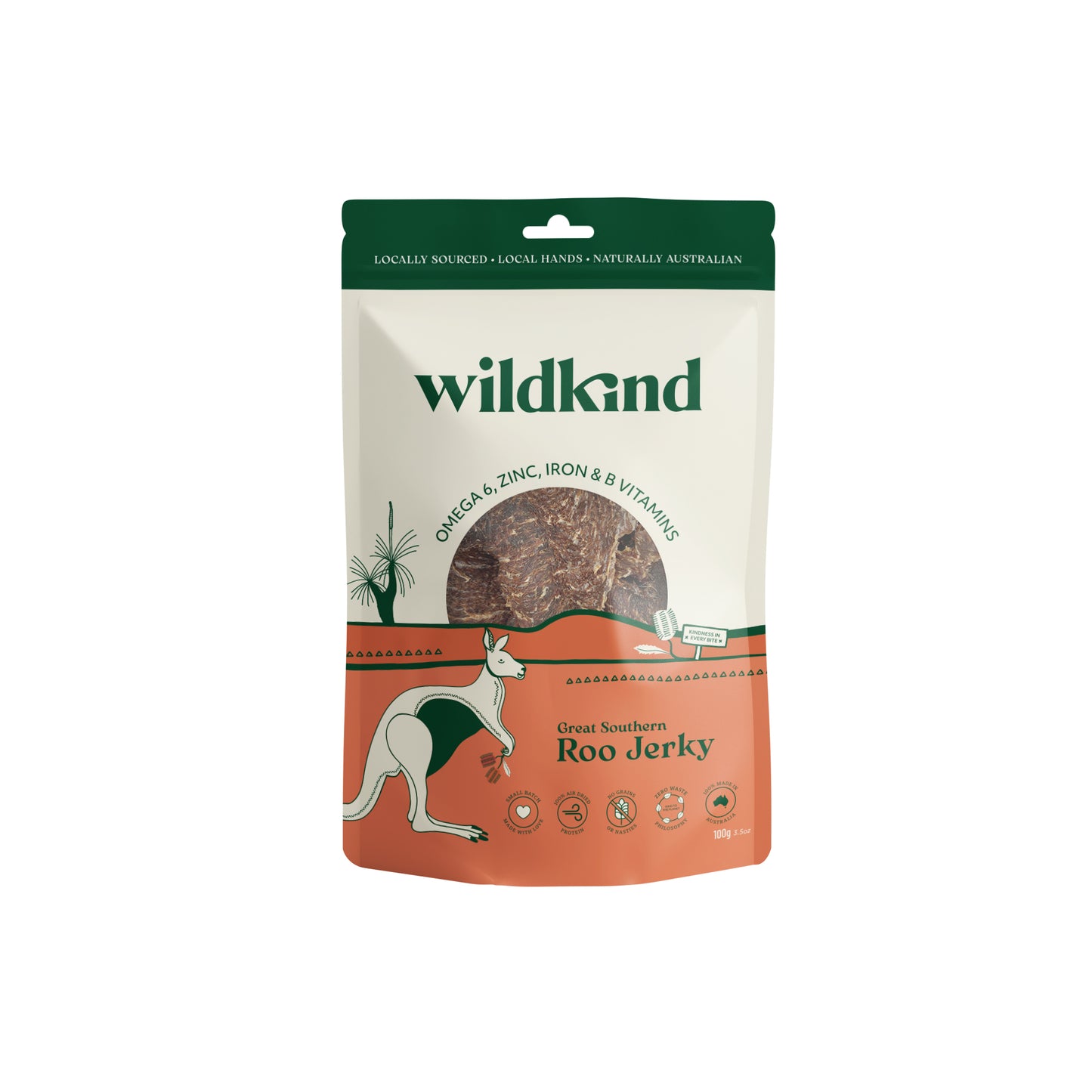 Wildkind Dog Treat Great Southern Kangaroo Jerky 100G