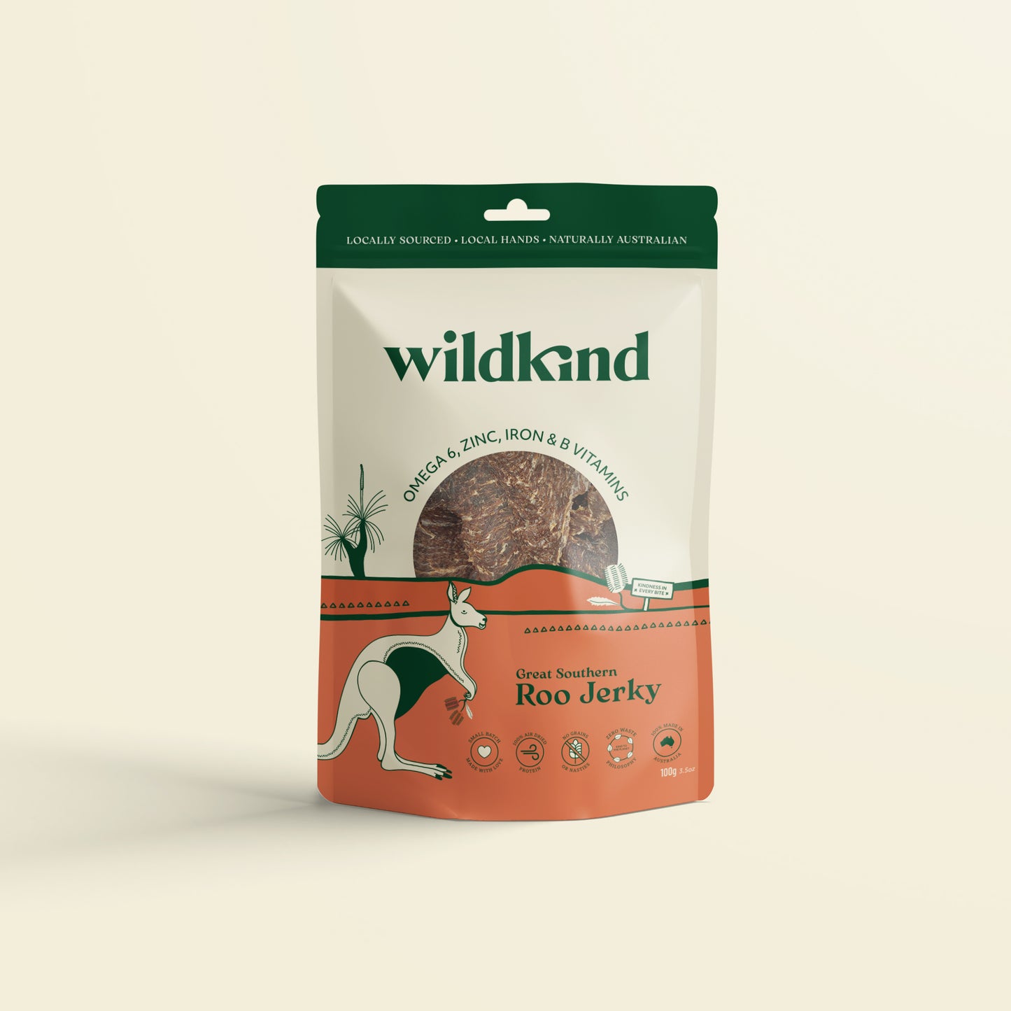 Wildkind Dog Treat Great Southern Kangaroo Jerky 100G