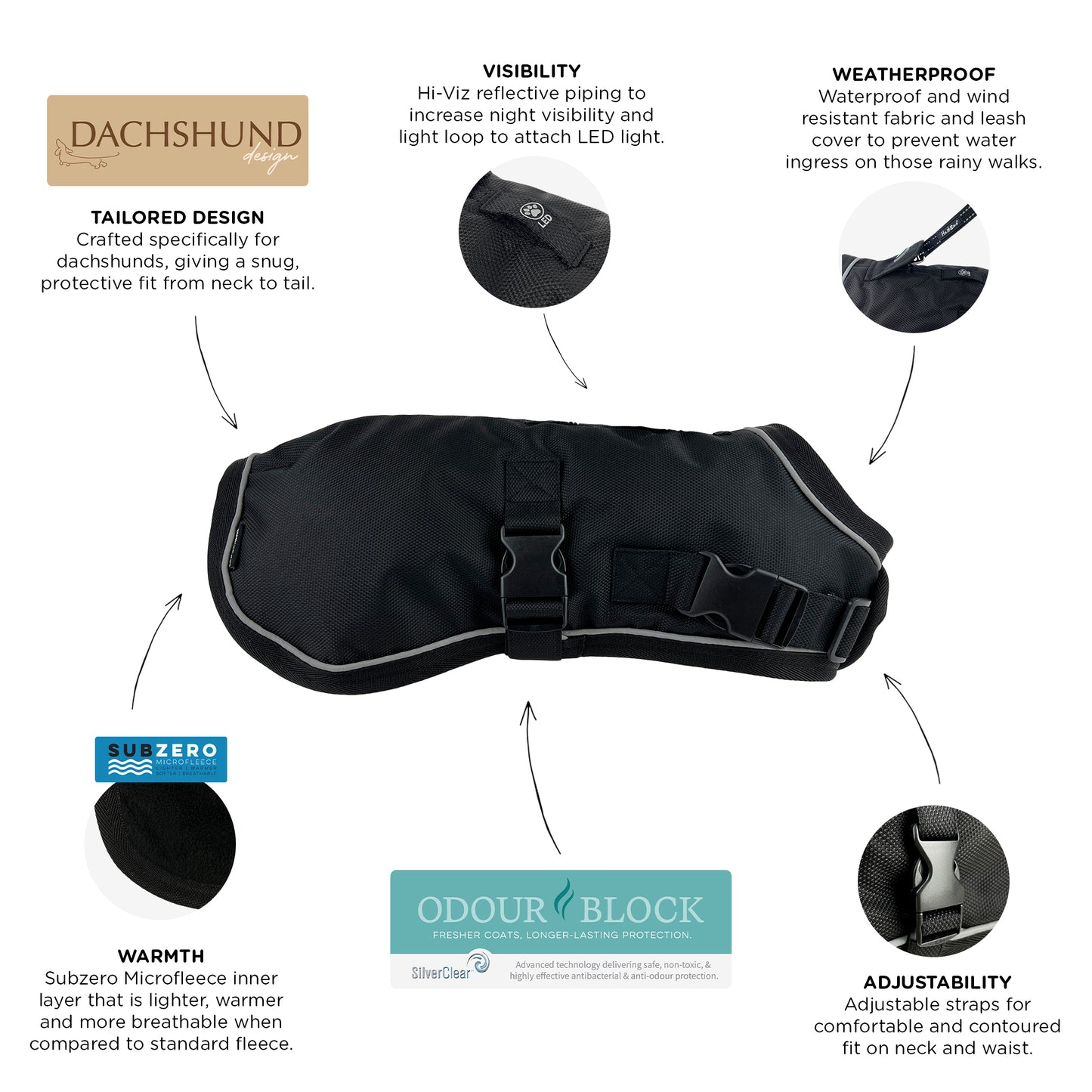Huskimo Coat Summit Pro Dark Sky Dachshund [Sz:Small]