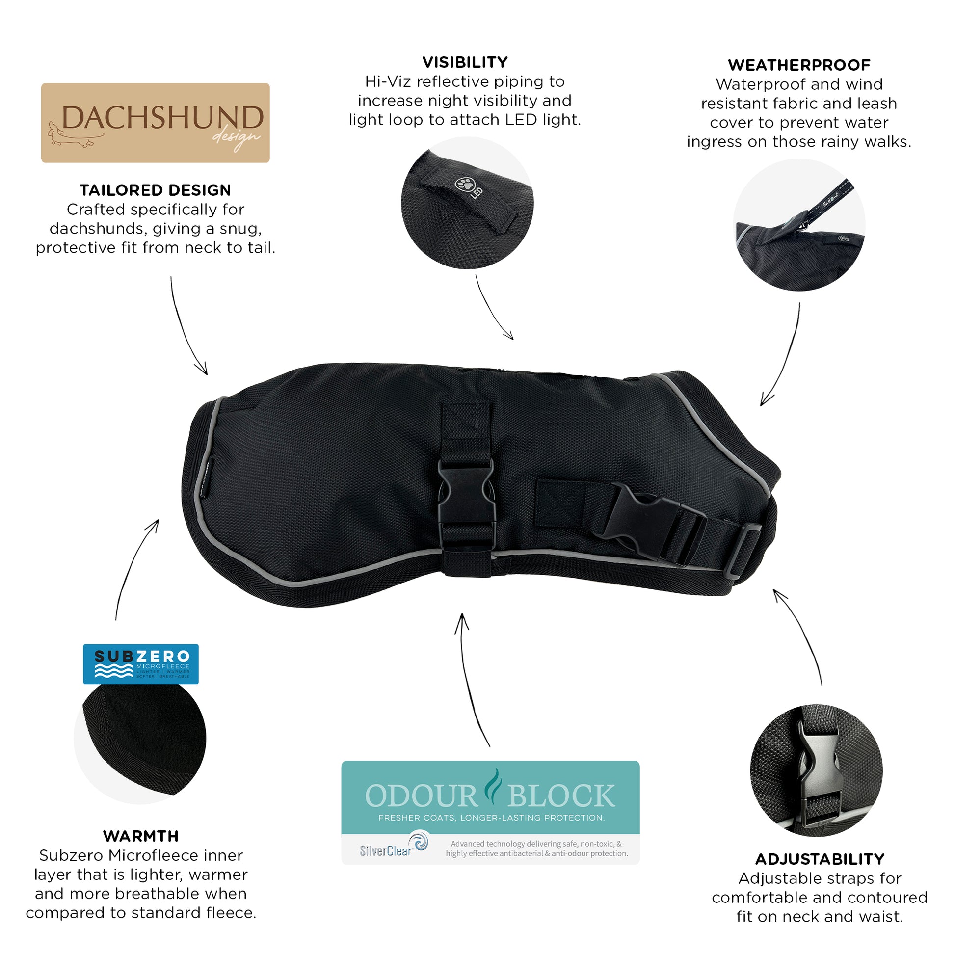Huskimo Coat Summit Pro Dark Sky Dachshund [Sz:Small]