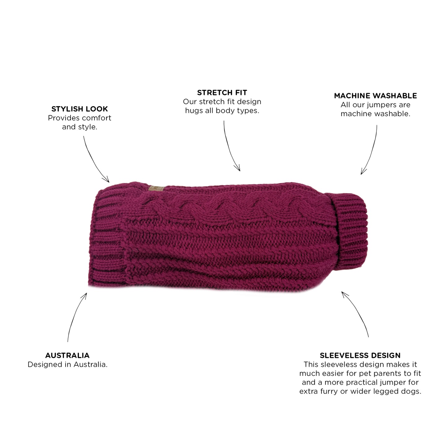 Huskimo Jumper Heritage Knit Berry [Sz:22 cm]