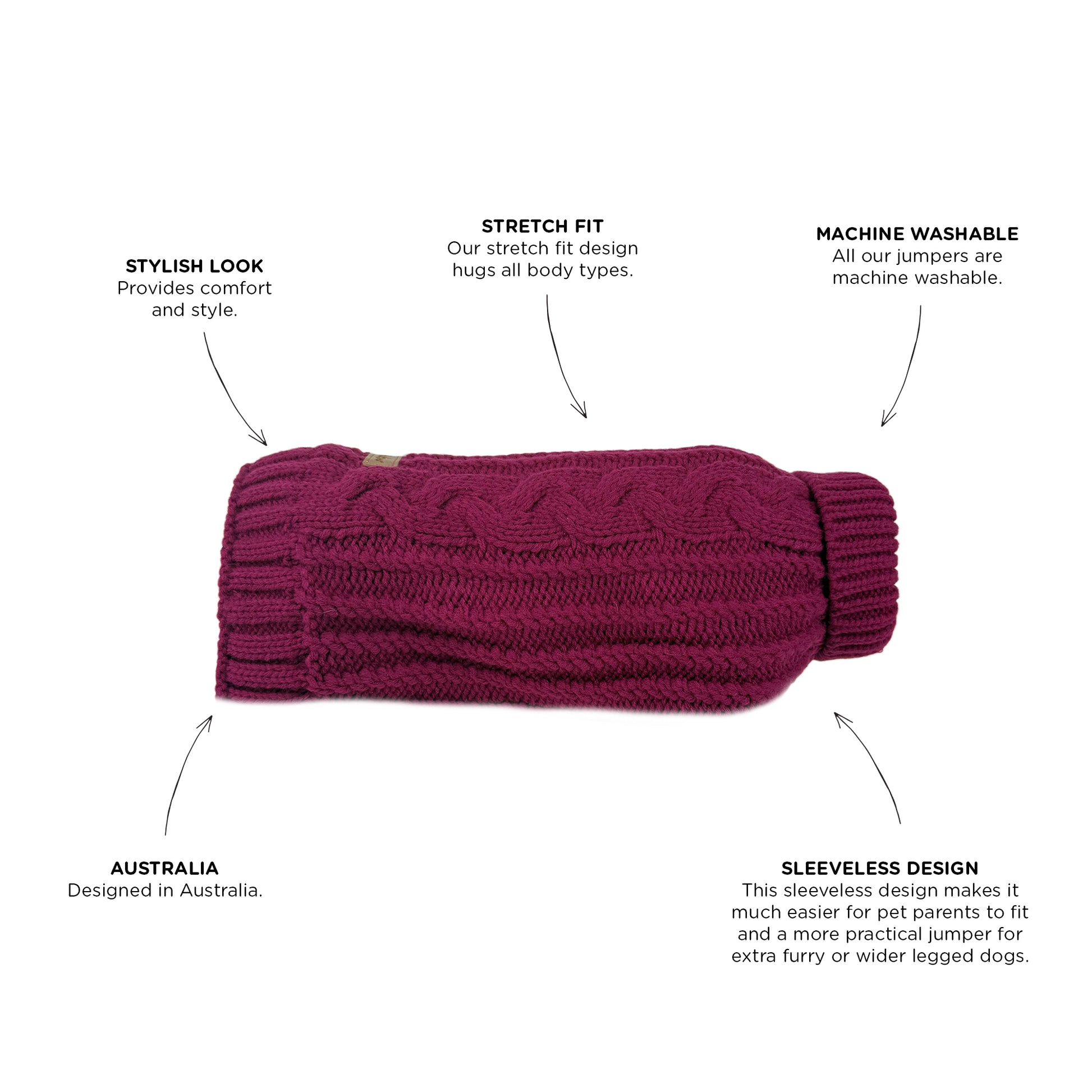 Huskimo Jumper Heritage Knit Berry [Sz:22 cm]