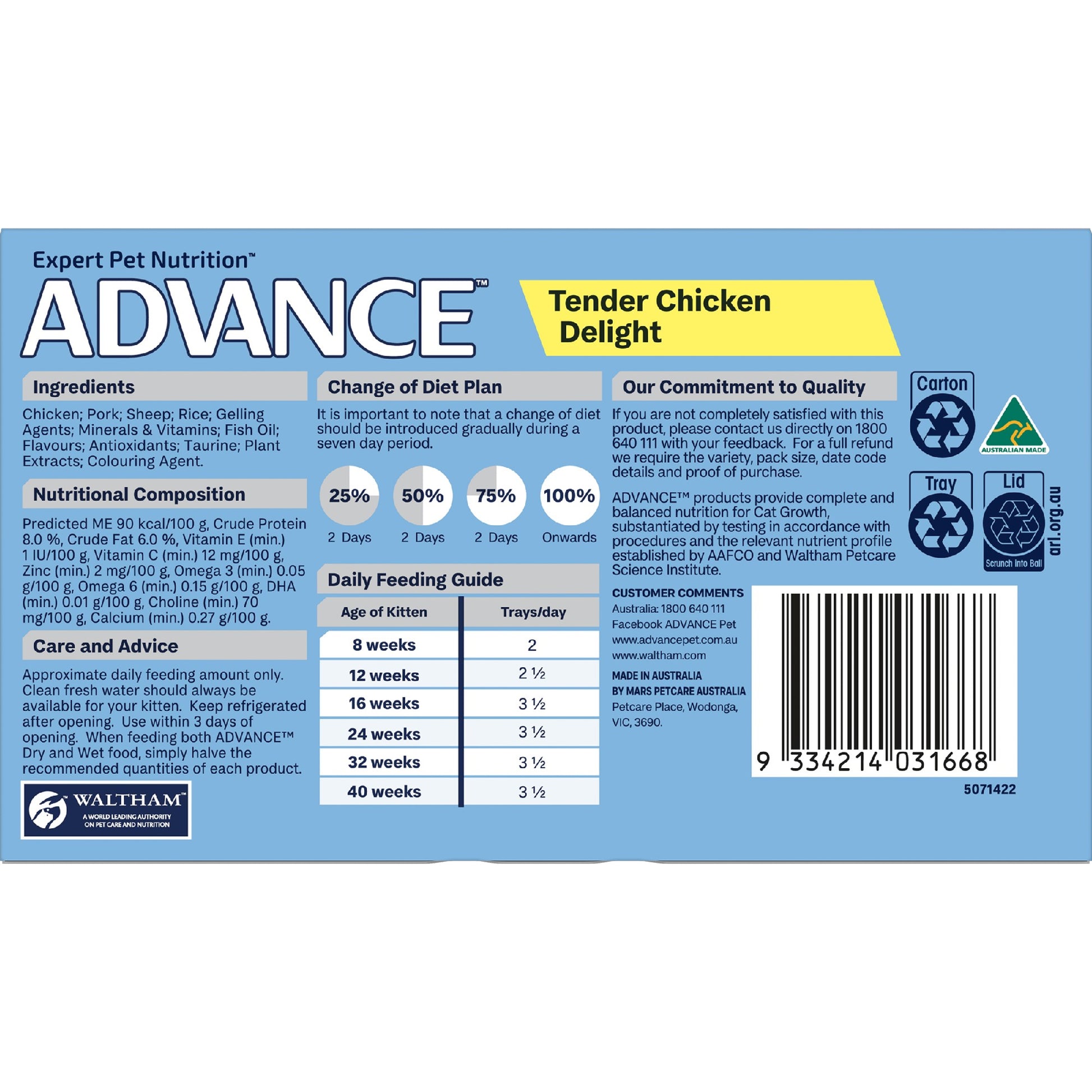 Advance Kitten Chick Tender 85G 7S