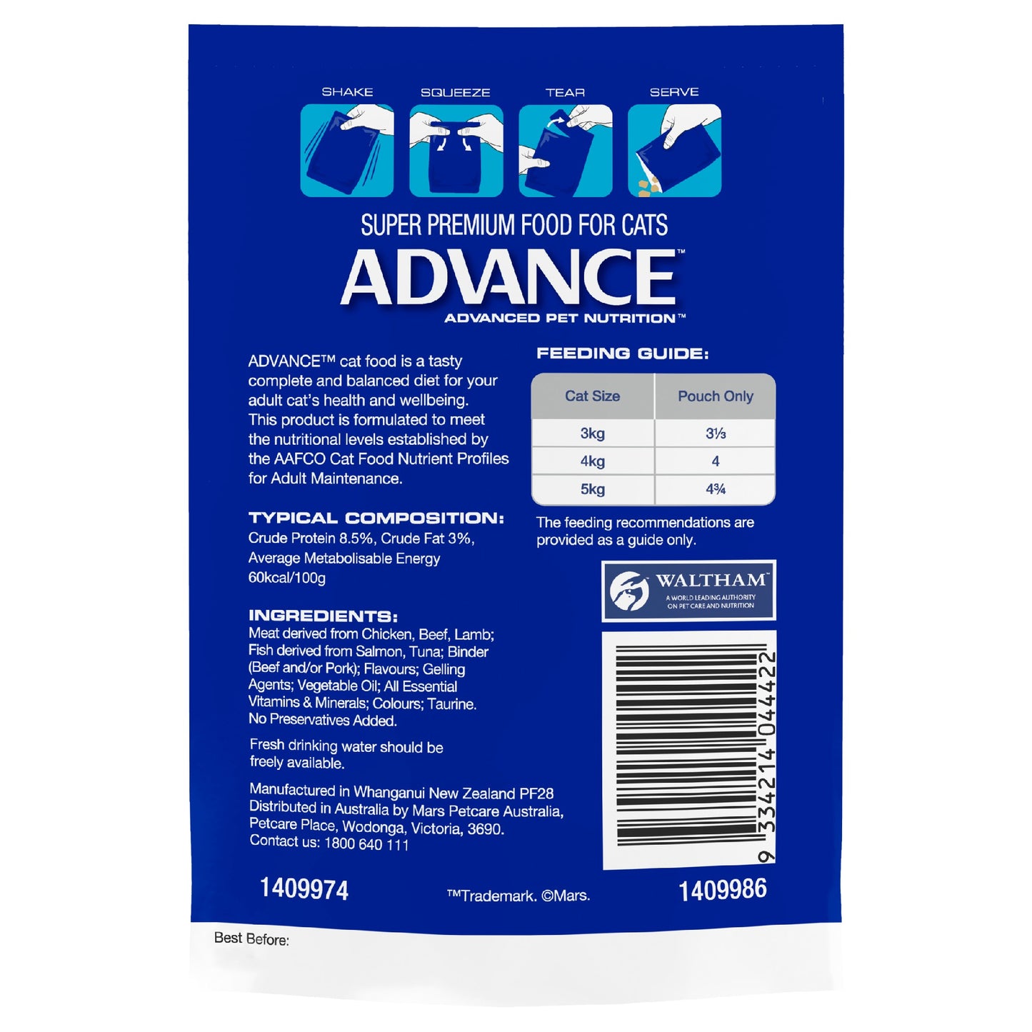 Advance Cat Adult Ocean Fish Chunks In Jelly 