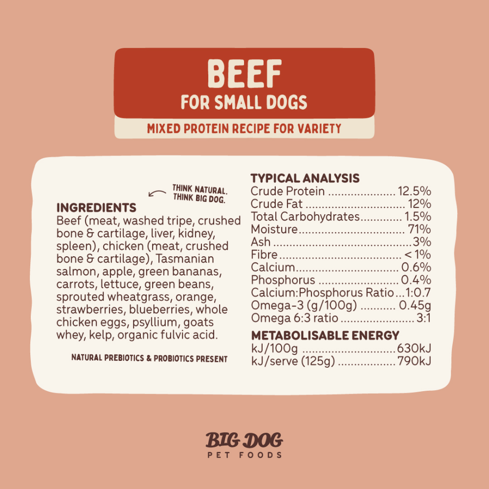 Big Dog Small Dog Beef Raw Dog Food