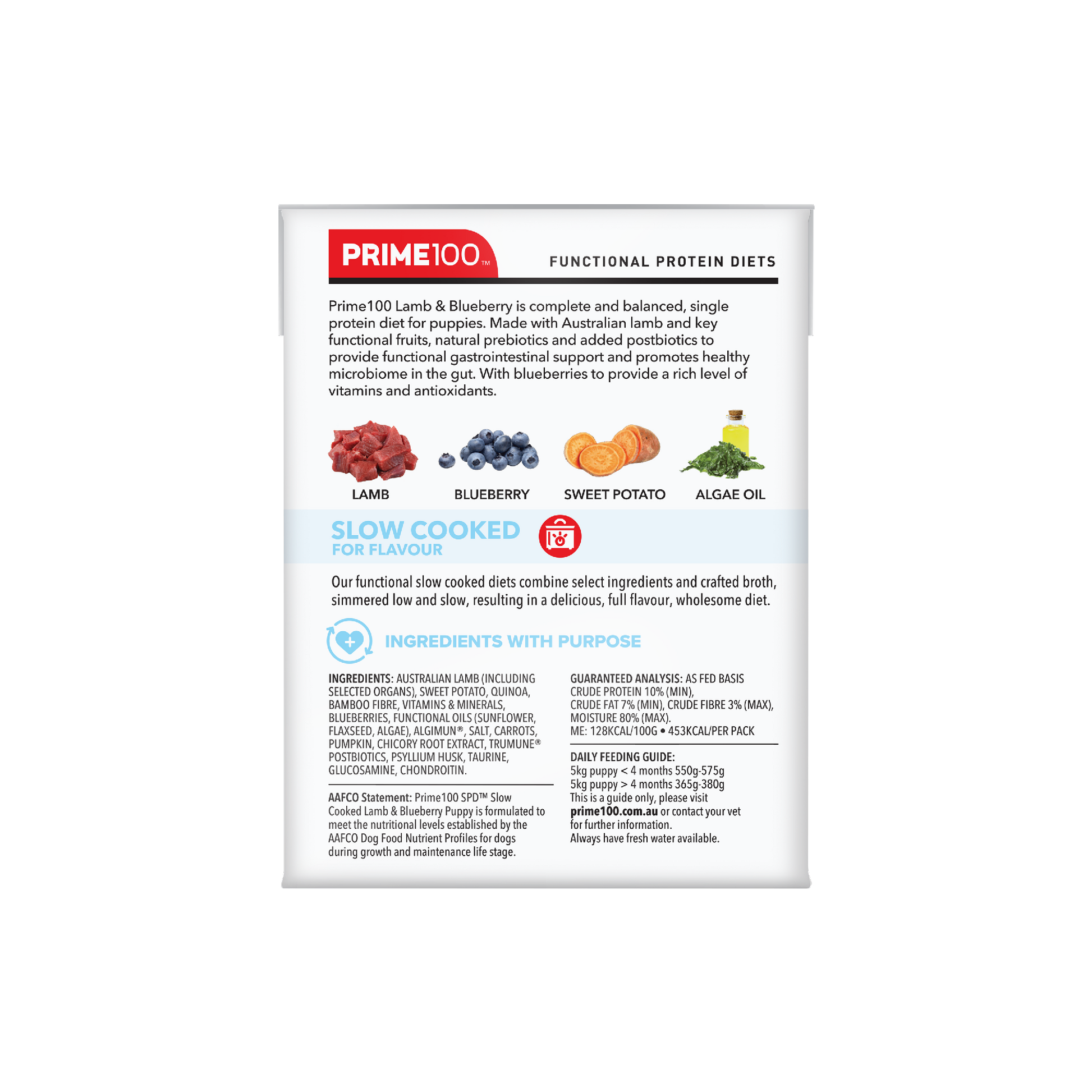 Prime 100 SPD Lamb & Blueberry Puppy Slow Cooked 354g