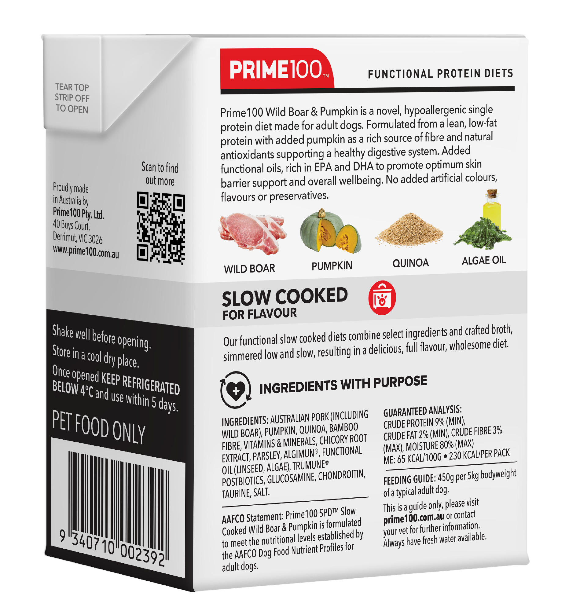Prime 100 SPD Wildboar & Pumpkin Slow Cooked 354g