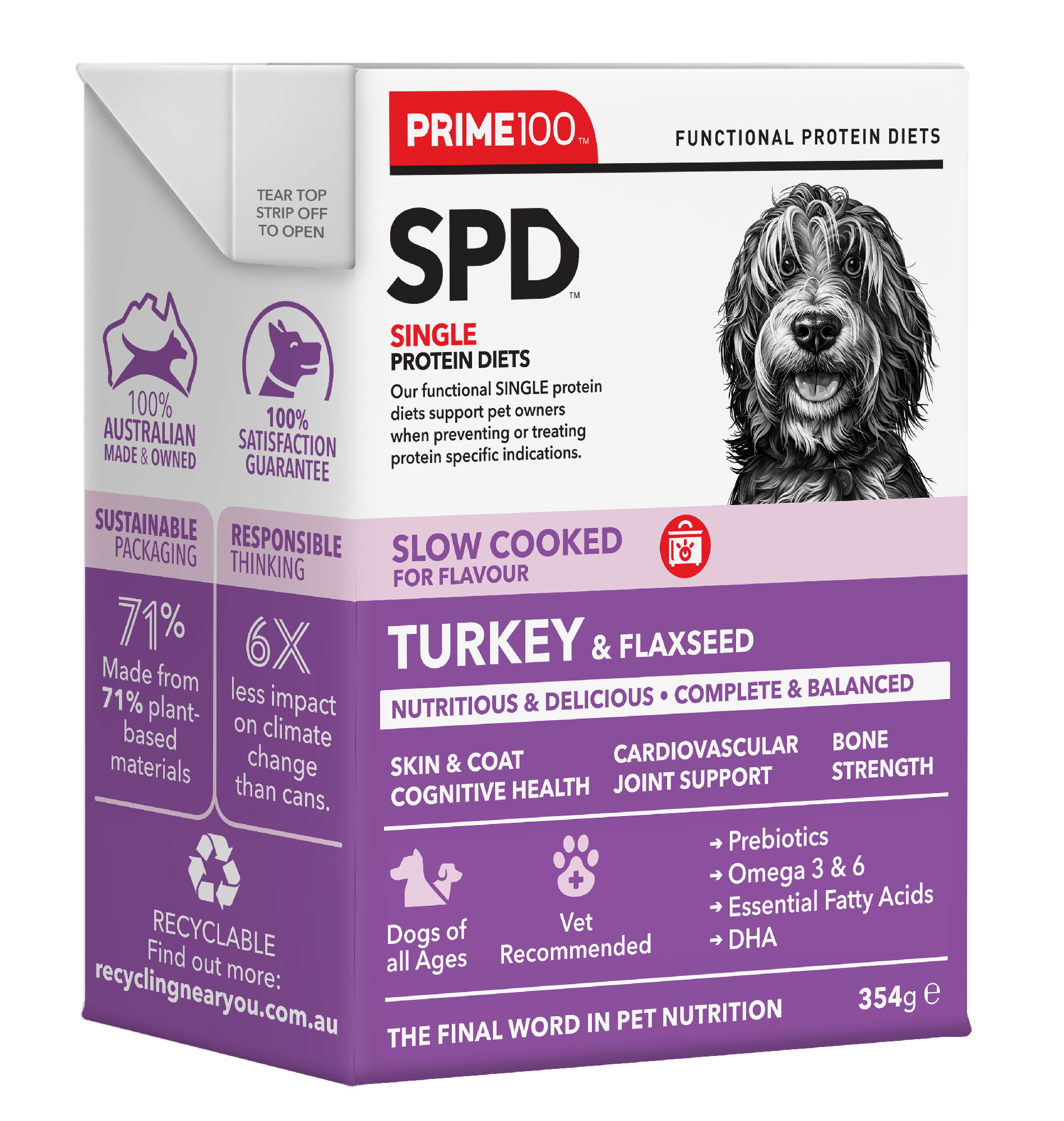 Prime 100 SPD Turkey & Flaxseed Slow Cooked 354g