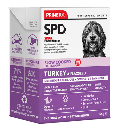 Prime 100 SPD Turkey & Flaxseed Slow Cooked 354g
