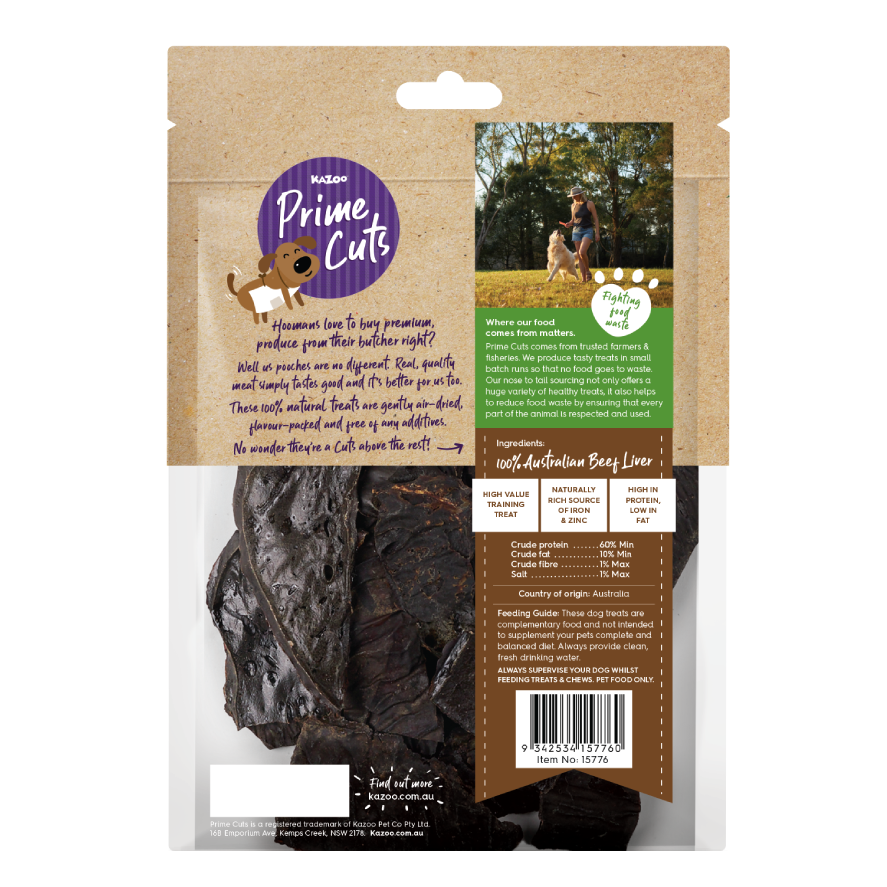 Kazoo Prime Cuts Beef Liver Chips - 100g