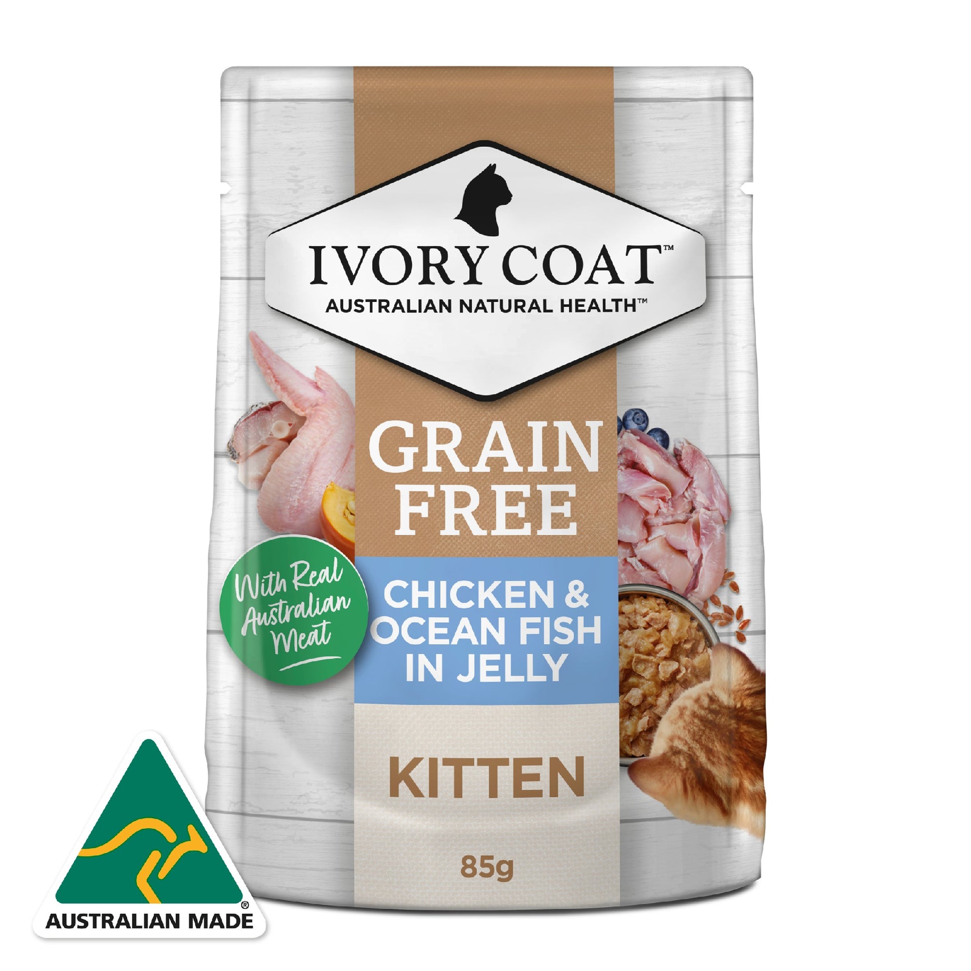 Ivory Coat Cat Kitten Chicken & Oceanfish Gravy 85g
