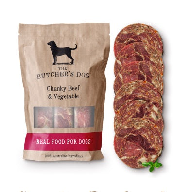 The Butchers Dog Chunky Beef Heart & Liver 1.55Kg 6 Discs - Available In Store or Local Delivery Only