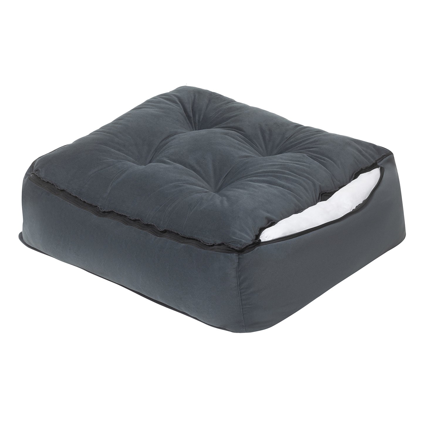Indie & Scout Recylced Velvet Square Bolster Bed Small Slate