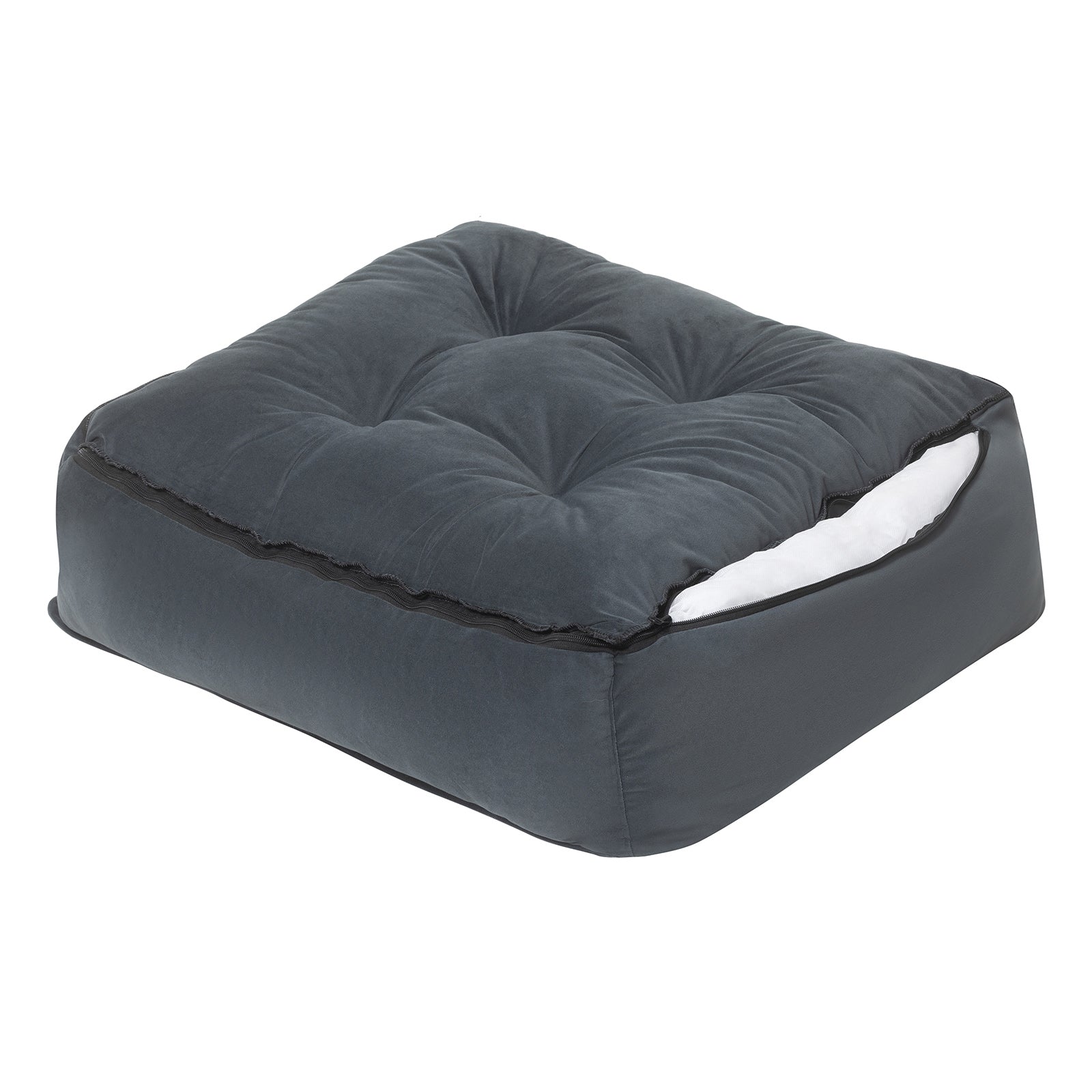 Indie & Scout Recylced Velvet Square Bolster Bed Small Slate