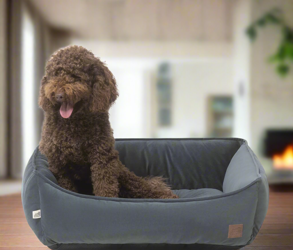 Indie & Scout Recycled Velvet Square Bolster Bed Large Slate