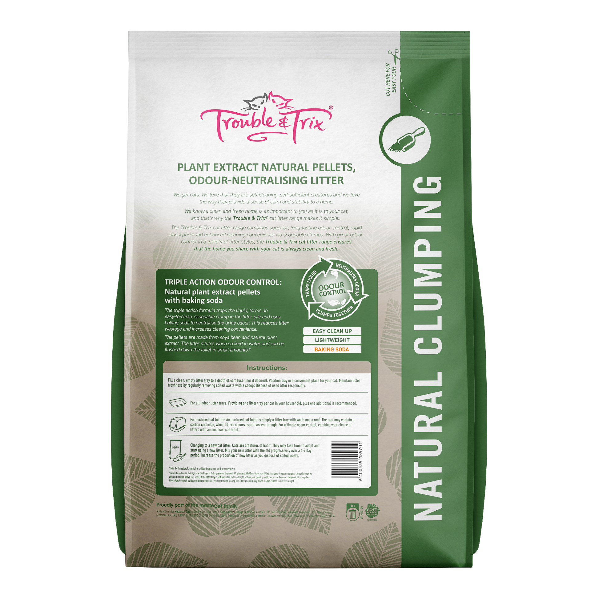 Trouble & Trix Natural Cat Litter 10 Ltr