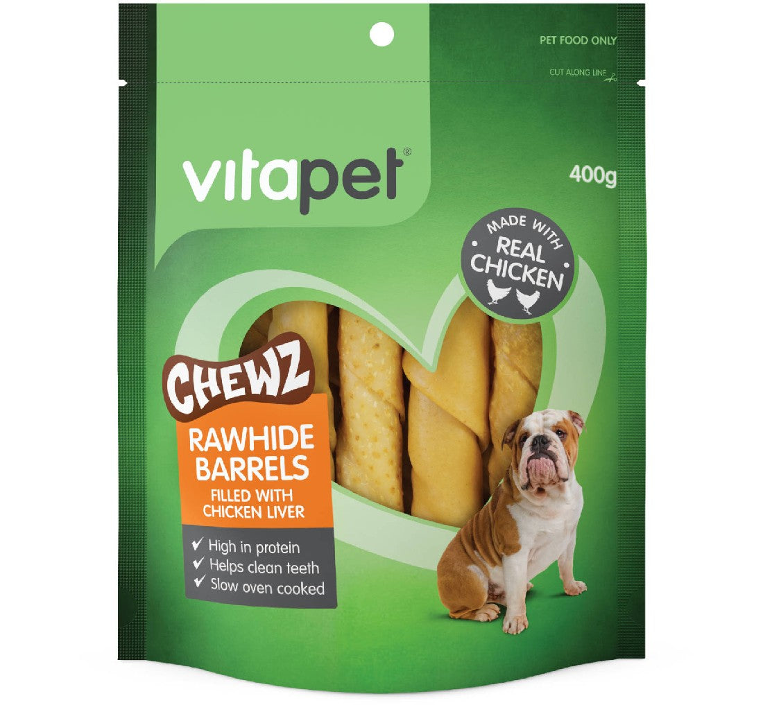 Vitapet Rawhide Barrels with Chicken liver 400g